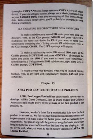 APBA Football for DOS4